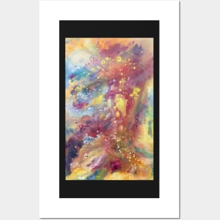 Abstract Galaxy Painting in Red, Yellow, and Rainbow Posters and Art